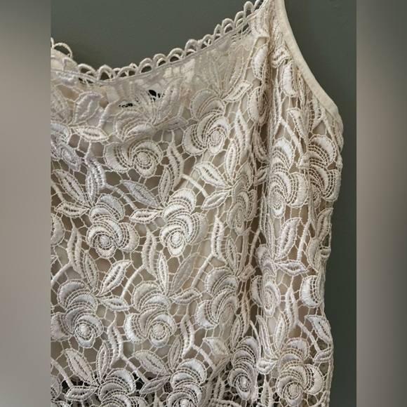 Vintage Joan&Lucy embroidered overlay tank fully lined size large cream - Picture 3 of 9
